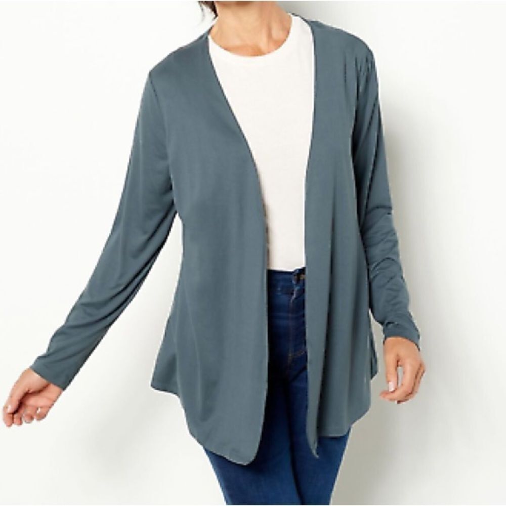 Denim & Co. Comfort Zone Comfort Jersey Shirttail Cardi